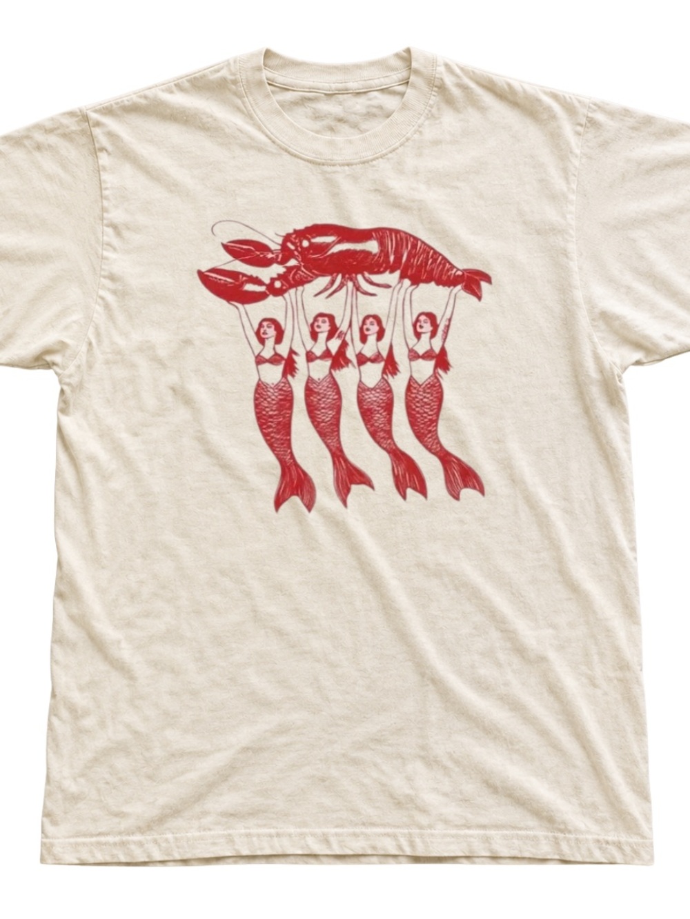 Mermaid Short-Sleeve Tee | Unisex T shirt | Off White - Picture 1 of 3